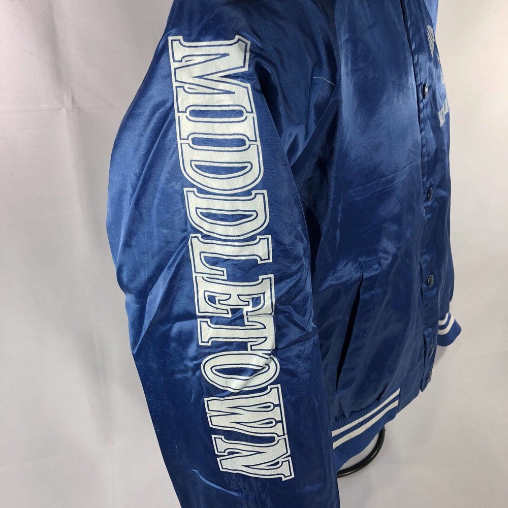 VTG GAUDET MIDDLE SCHOOL MIDDLETON VARSITY JACKET YOUTH MEDIUM SNAP BUTTON BLUE - Picture 7 of 16